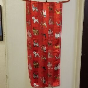 Bill Blass Red Animal Print Scarf